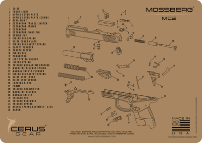 MOSSBERG MC2C HANDGUN SCHEMATIC GUN MAT FDE | eBay