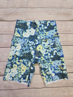Offline Aerie Shorts Womens Size Small Blue Goals Bike High Rise Floral Pull On