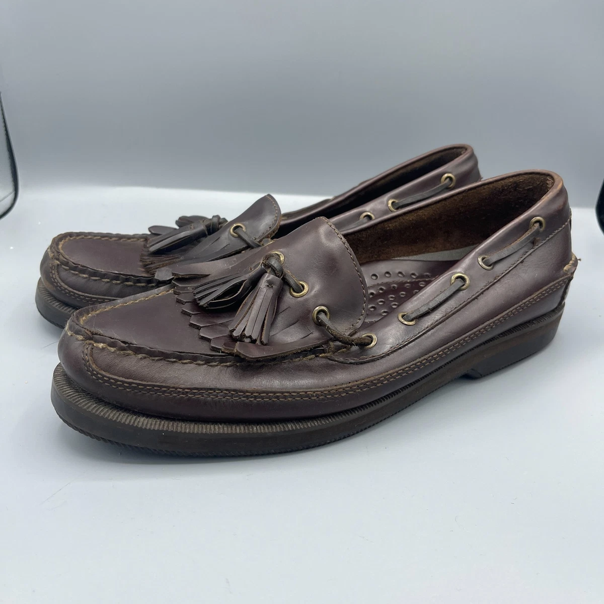 Deer Stags Duke “Newport” Men’s Leather Kiltie Tassel Loafers – Brown – Size 9 Kiltie Loafers In Men main image 2