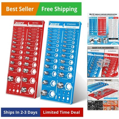 62 Nut and Bolt Thread Checker Standard and Metric, Bolt Size and Thread Gaug...