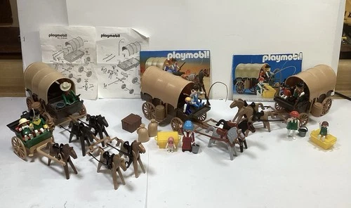 Playmobil Vintage Complete Western Covered Wagon Sets 3243 3481 3278 3278a