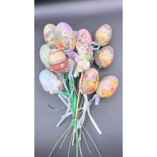 Easter Egg Floral Picks Bundle 16pc Bunny Chick Duck Decoupage Spring Decor