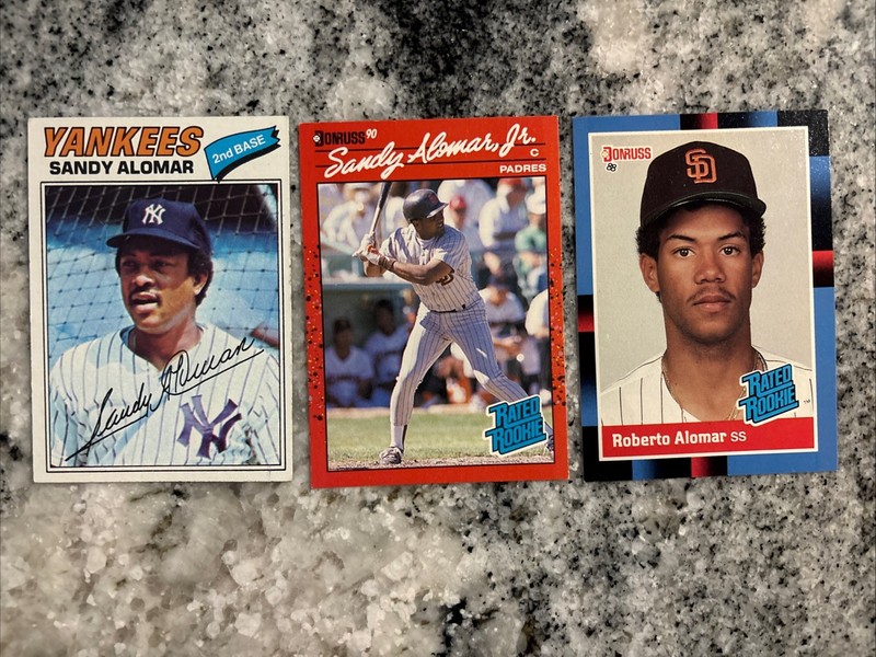 Sandy Alomar SR. 1977 Topps & Sandy Jr & Roberto Alomar Rated Rookies 