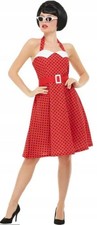 Damen Kostüm Pin Up Kleid Rot Punkte Karneval Vintage Rockabilly
