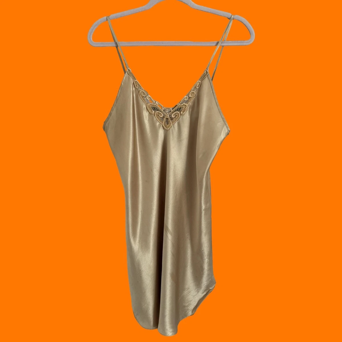 slim fit dress slacks Silky Gold Champagne Satin Dress - Midi Slip Dress