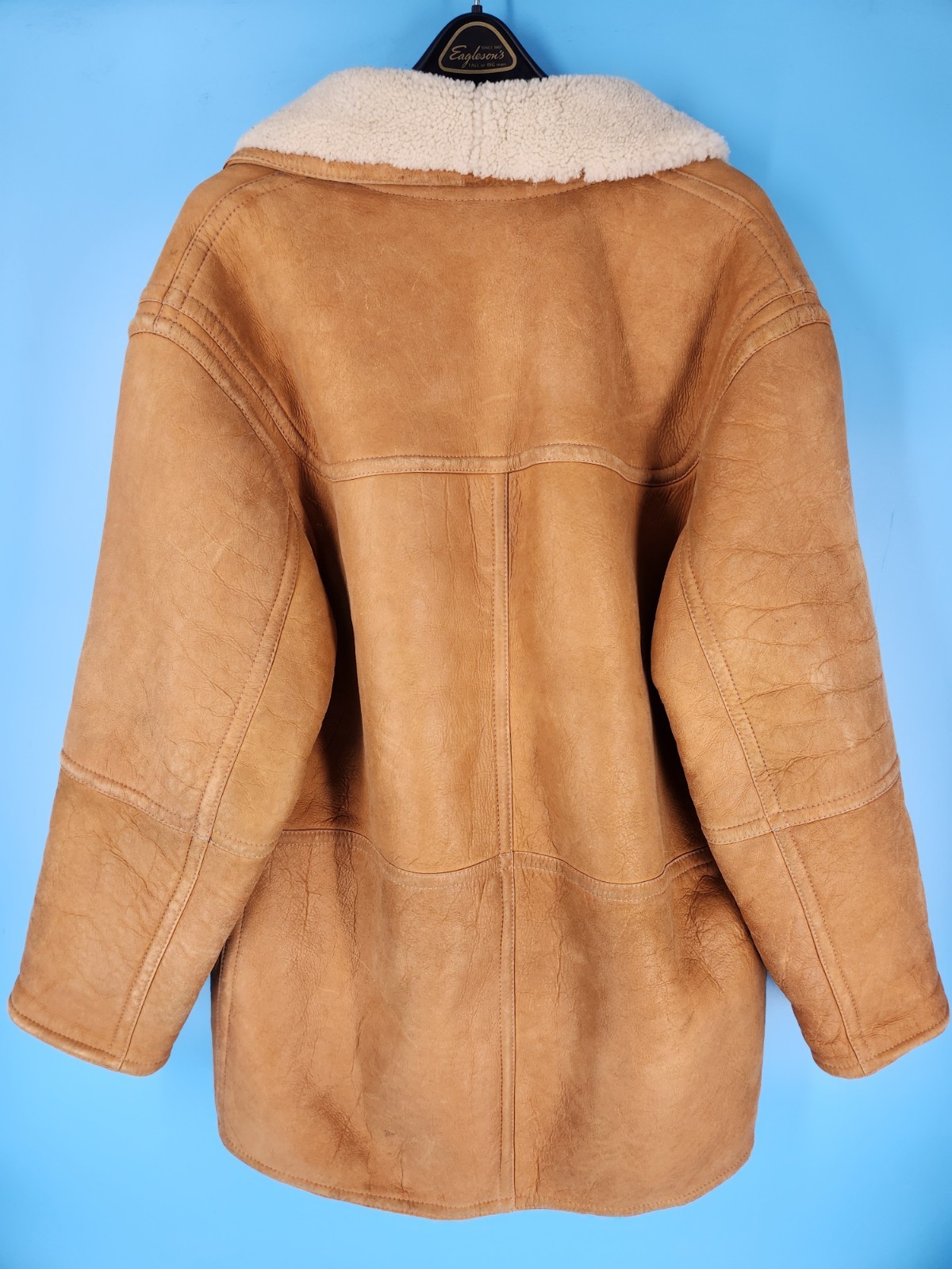 VTG  Timberland Weathergear Italian Shearling  Coat Jacket Hip Hop Brown Size L image 8