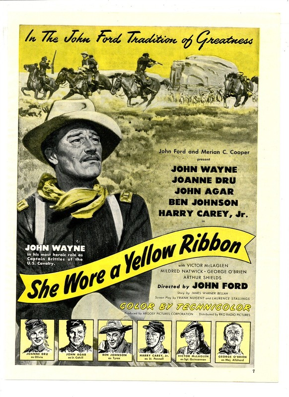 SHE WORE A YELLOW RIBBON 1949 John Wayne color magazine ad