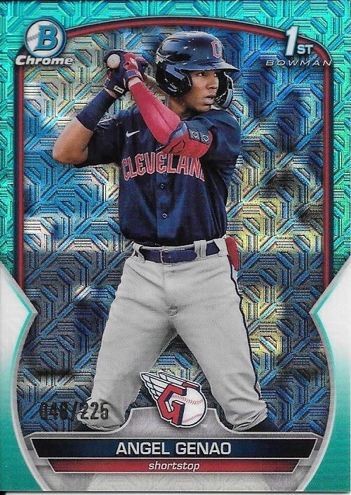 2023 Bowman Chrome Prospects Aqua Mojo Refractor /225 Angel Genao BCP-140
