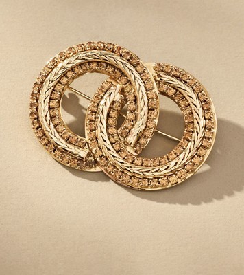 Anthropologie Double Circle Brooch Gold