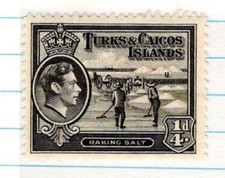 Turks & Caicos Islands King George VI Postage STAMP 1 Shilling 4 pence SA-43