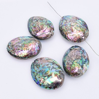 5 Pcs Large Natural Rainbow Color Abalone Shell Connector Pendant Beads Jewelry