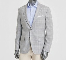 Tommy Hilfiger Men Gray Plaid Modern-Fit Blazer-Sport Coat Suit Jacket 40 LONG