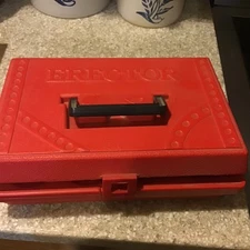 NOS Gilbert Vintage Electric Erector Set Red Plastic Case - Motor & Power Pack 