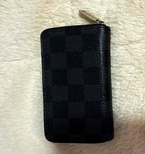 Louis Vuitton Black Check Zip-Around Wallet w/ Zipper, Credit Card Slots
