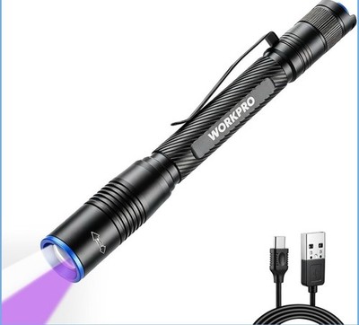 WORKPRO Rechargeable 2-in-1 UV Pen Light and Flashlight 395nm 400 Lumens