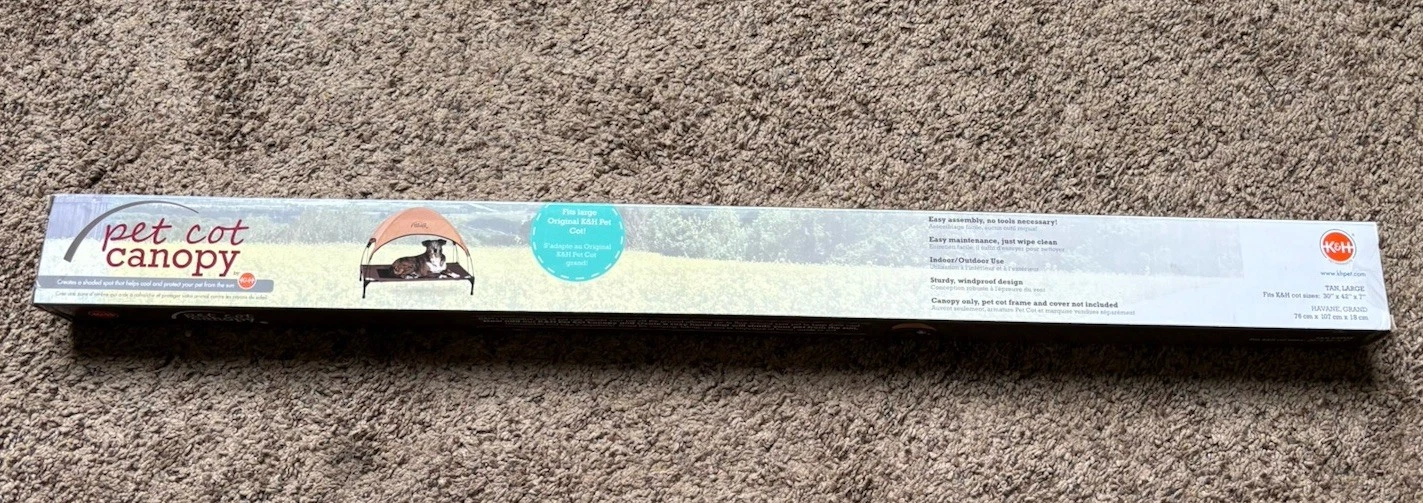 K & H Pet Cot Canopy Fits K&H Large Cot Sizes 30x42x7”, Tan, NO BED, Free Ship
Opens in a new window