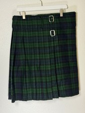 Scottish Design Tartans Acrylic Kilt Skirt Green Plaid Size 44