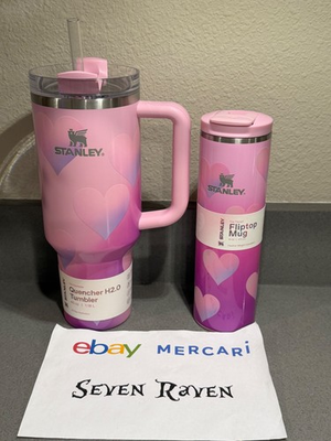 #ad Stanley Valentine Hearts Bundle 40oz Tumbler 16oz Flip Top Mug Pink Heart NEW $189.99