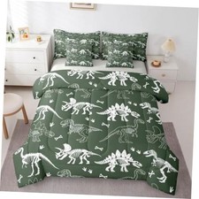 Dinosaur Comforter Set Size 7 Pieces Green and White Twin Green White Yellow