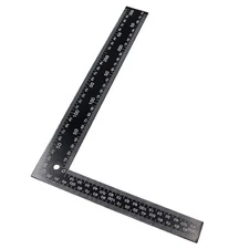 Metal L Square Ruler, 90 Degree Right Angle Metric and Inches Black 