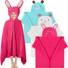 3 Pcs Hooded Towel for Kids 27.5 x 50 Inch Large Toddler Baby Bath Towel Cora...