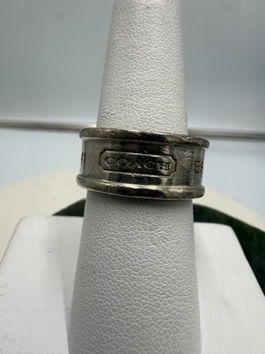 Vintage COACH Est 1941 Sterling Silver 925 Wide Band Ring Size 7