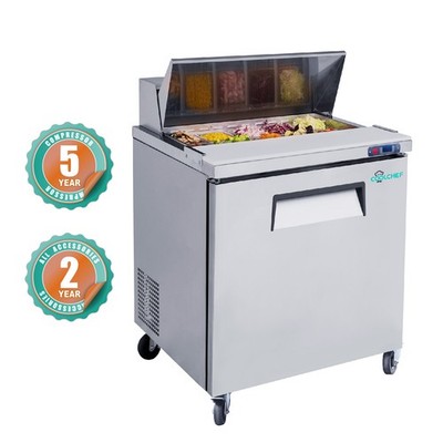 Commercial 28'' Refrigerated Salad Sandwich Prep Table Single Door 7.4 cu.ft.