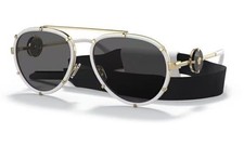 Versace VE 2232 147187 61mm White Metal Sunglasses Grey Lens