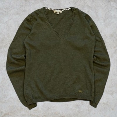 Burberry London Pullover Pulli Damen Medium Merinowolle Grün Made In Italy