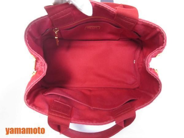 Free  PRADA Canapa Tote Bag Handbag Red ROSSO BN2439 Used from japan thumbnail 10