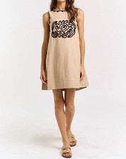 Lalavon Boat Neck Embroidered Shift Dress Size L