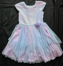 Jona Michelle Girls Size 10 Purple Blue Sequin Tulle Layered Spring Party Dress