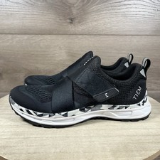 Tiem Slipstream Cycling Shoes Black White Hook and Loop Womens Size US 7.5