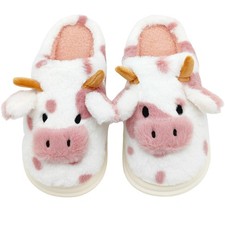 EAYORTOU Cow Slippers for Women, Fluffy Animal Slipper Adults, 6.5, Pink