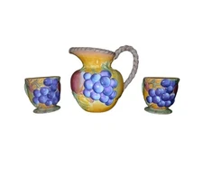 Gibson Hand Painted Grape Pitcher & Cups Set – Ceramic Fruit Kitchen Decor