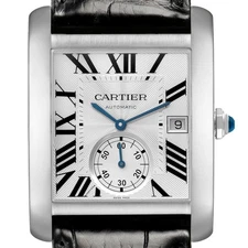 Cartier Tank MC Steel Silver Dial Mens Watch W5330003