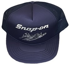 Vintage 80s Snap-On Tools Hat Blue Mesh Snapback Cap Silver Graphics K C Brand