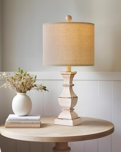 20.5" Farmhouse Table Lamp, Vintage Bedside Lamps for Bedroom, Rustic Small E...