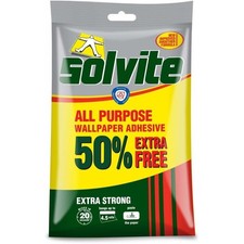 Solvite All Purpose Wallpaper Adhesive 5+50% Free Paste Hangs 7.5 Rolls