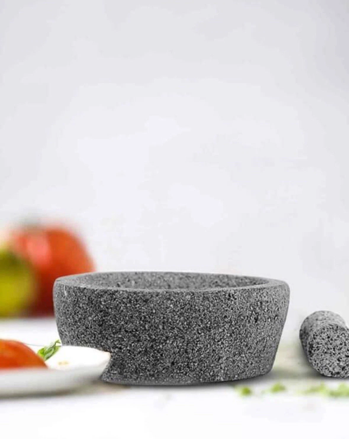 Molcajete Mortar Vintage 8" Dark Gray Volcanic Lava Stone