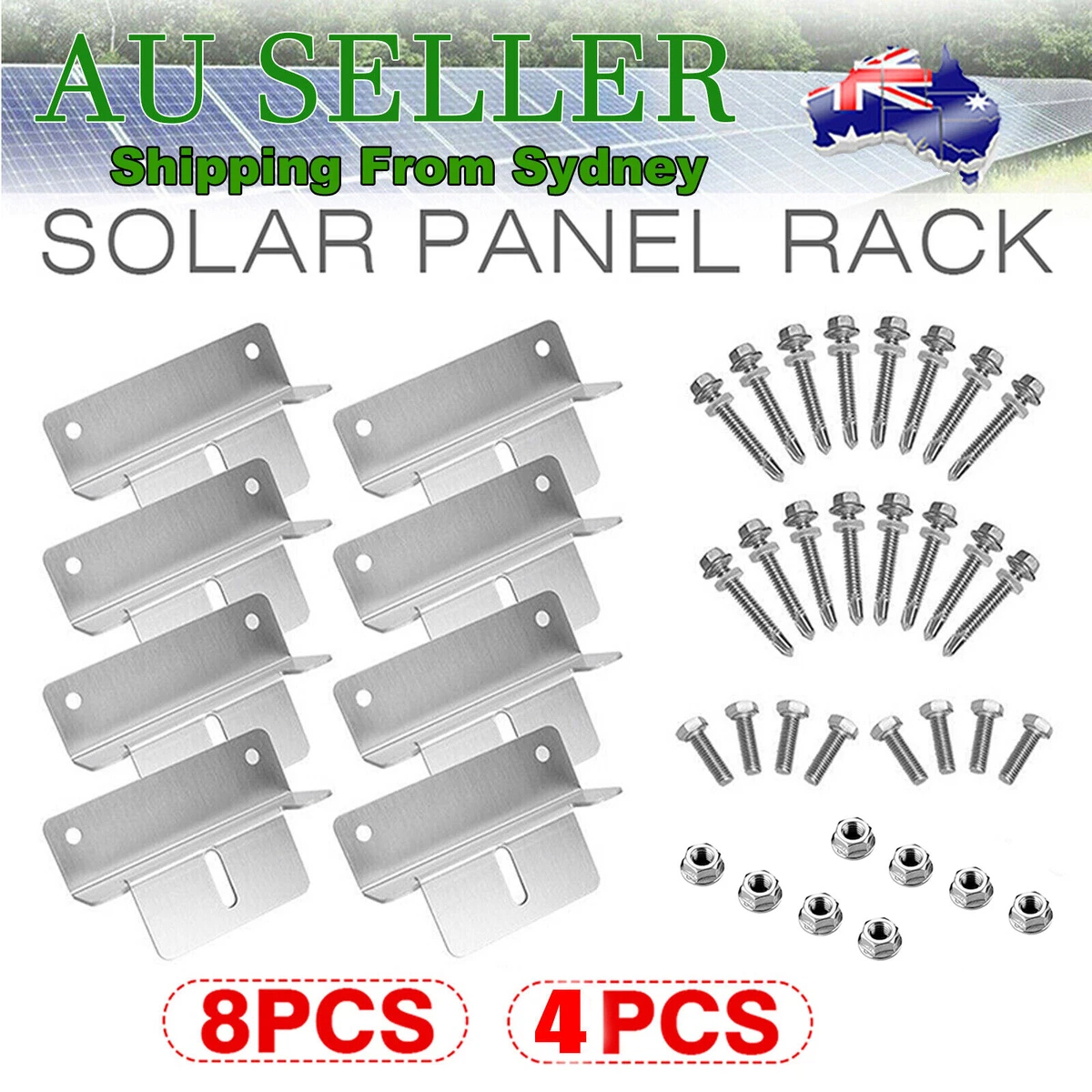 4-8 PCS Solar Panel Mounting Z Bracket Set For Flat Roof Wall Mount Kit Aluminum
