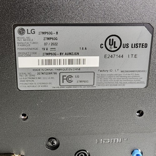 LG 27MP60G-B 27in FHD IPS Monitor with Freesync 1920 x 1080 5ms 75Hz - Picture 5 of 8