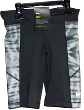 NIKE Girl's Tight Fit Dri-Fit BLACK Shorts X-SMALL DA1369 25 NWT