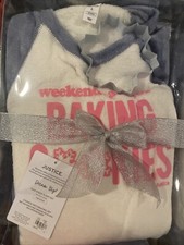  NWT JUSTICE GIRLS SIZE L WEEKENDS ARE FOR BAKING COOKIES PLUSH PAJAMA SET