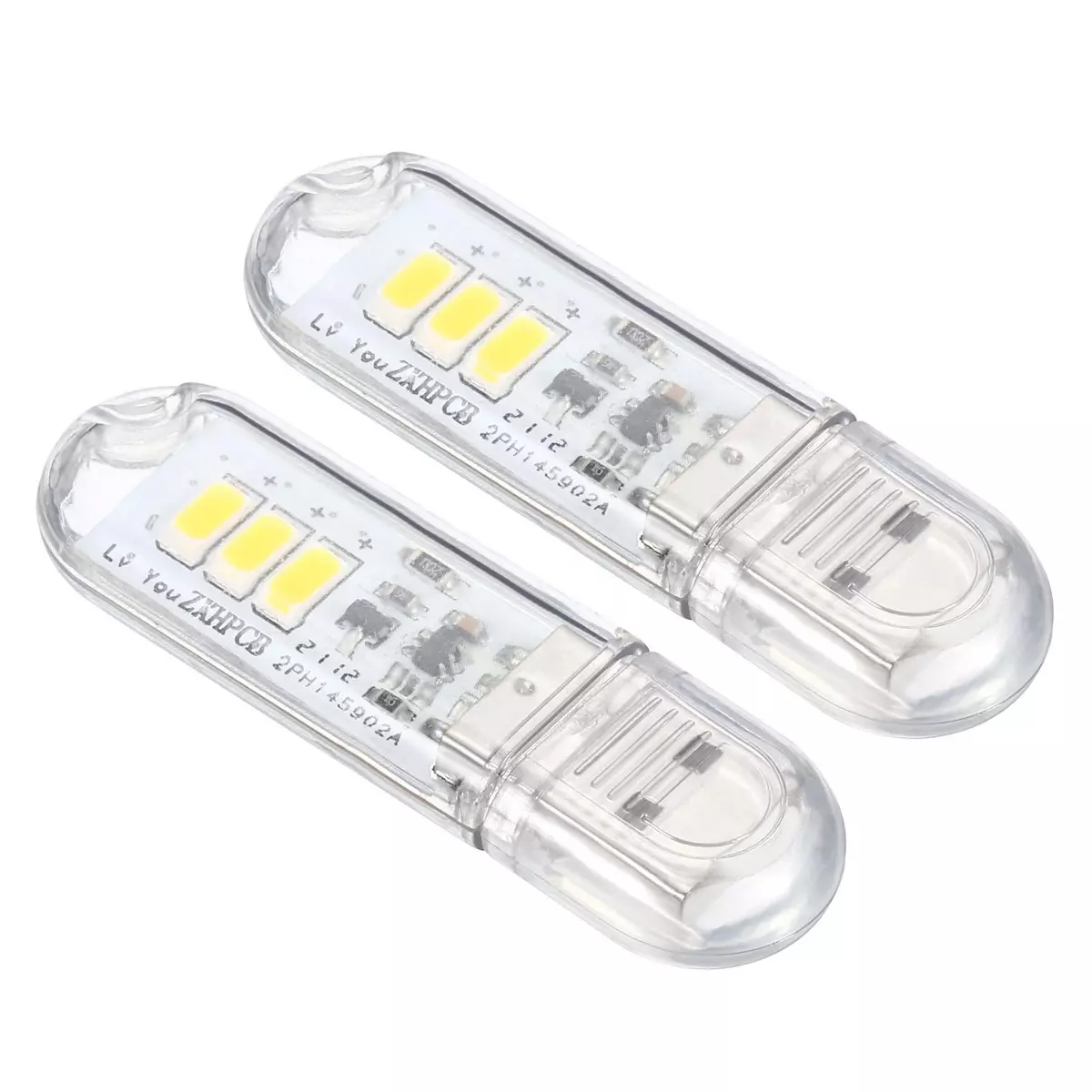 2Pcs 0.5W Mini USB LED Light 3000 3200K Slim Led Light Stick Warm White