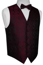 MEN'S BERRY PAISLEY FORMAL DRESS TUXEDO VEST  BOW-TIE SET. WEDDING PROM