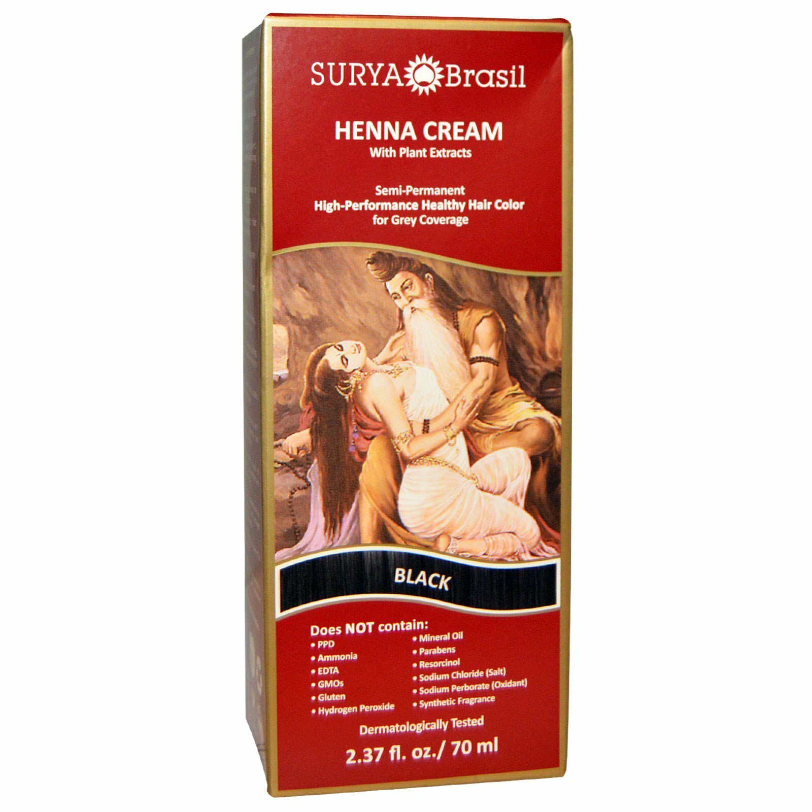 Henna Cream, SURYA BRASIL Healthy Hair Colour for Grey Coverage, BLACK