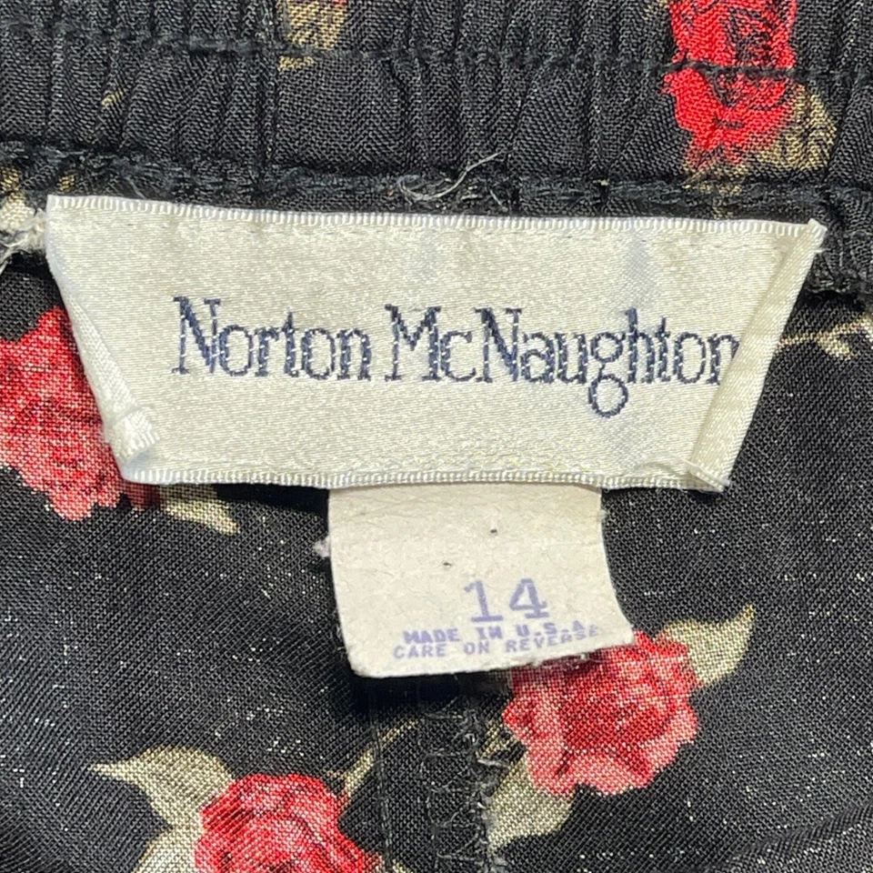 Pantalones cortos florales vintage Norton McNaughton para mujer talla 14 rojo negro tiro alto Foto 2 de 4