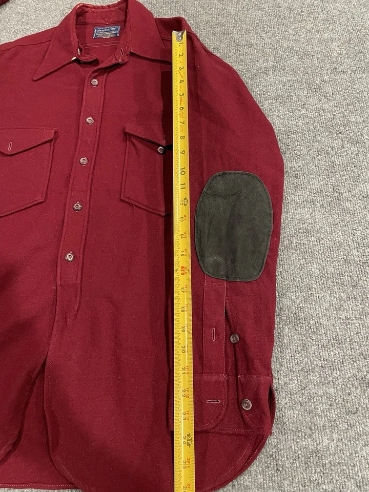 Vintage Pendleton Shirt Mens Size L Red 100% Virgin Wool Elbow Pads Made USA KE6 - Image 4 of 4