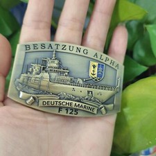 F125 Besatzung ALPHA - G&uuml;rtelschnalle massiv messingfarben m. Wappen